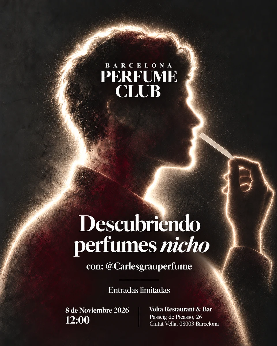 Cartel de Descubriendo perfumes nicho, primer encuentro de Barcelona Perfume Club